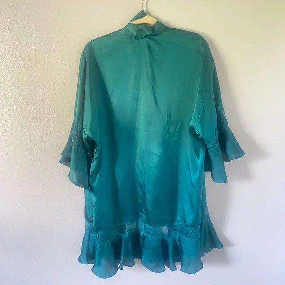 Victoria’s Secret women’s teal robe lace details small fairycore whimsy glam - Picture 3 of 8